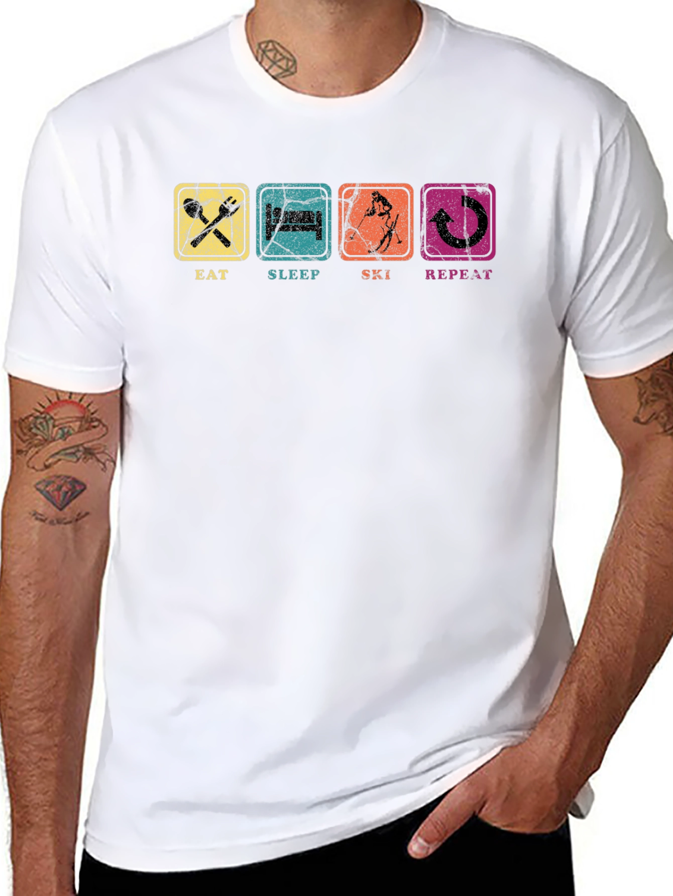 Eat Sleep Ski Repeat Graphic Tee