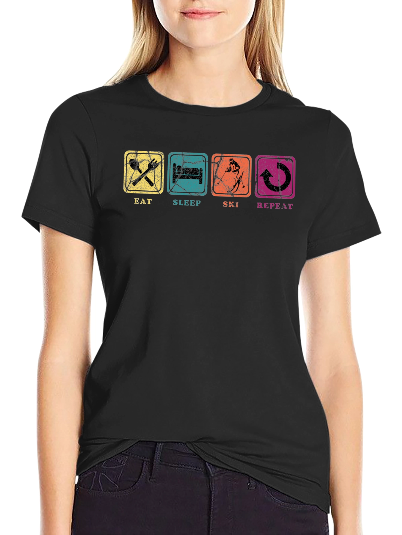 Eat Sleep Ski Repeat Graphic Tee