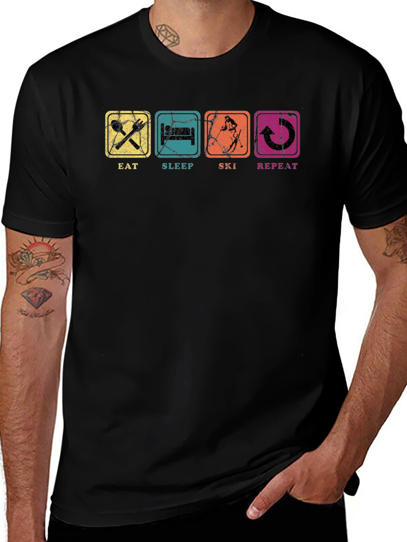 Eat Sleep Ski Repeat Graphic Tee