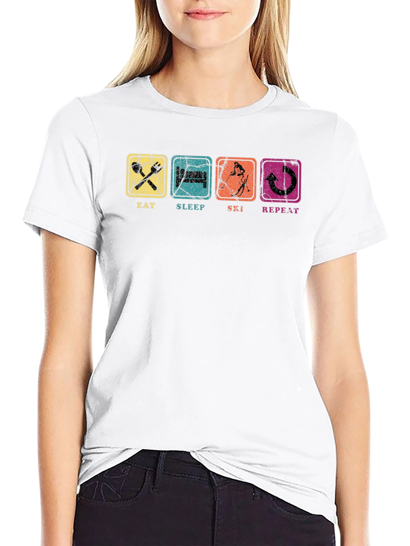 Eat Sleep Ski Repeat Graphic Tee
