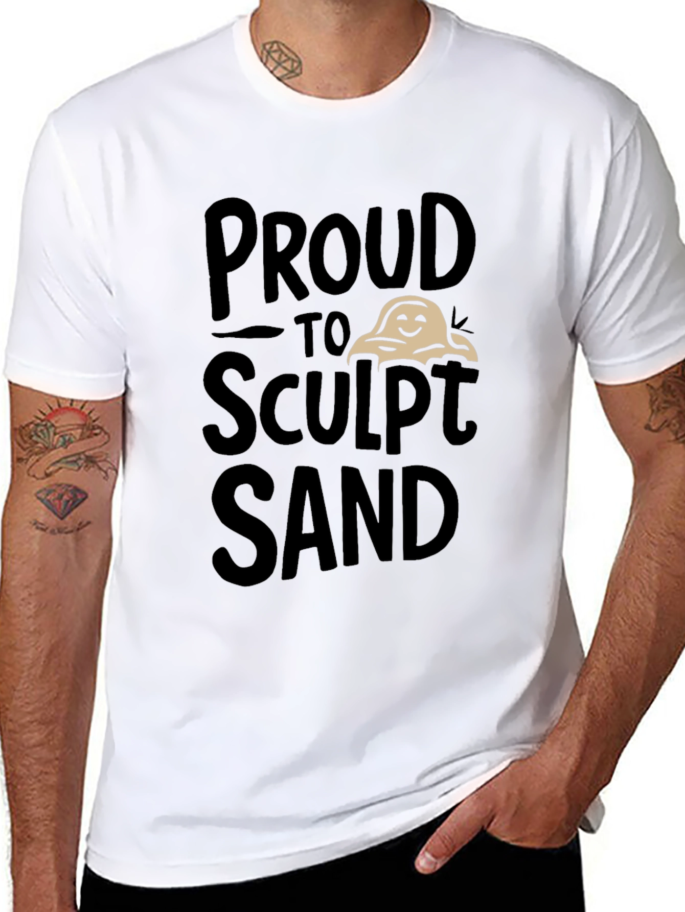 Proud to Sculpt Sand Black Graphic T-Shirt