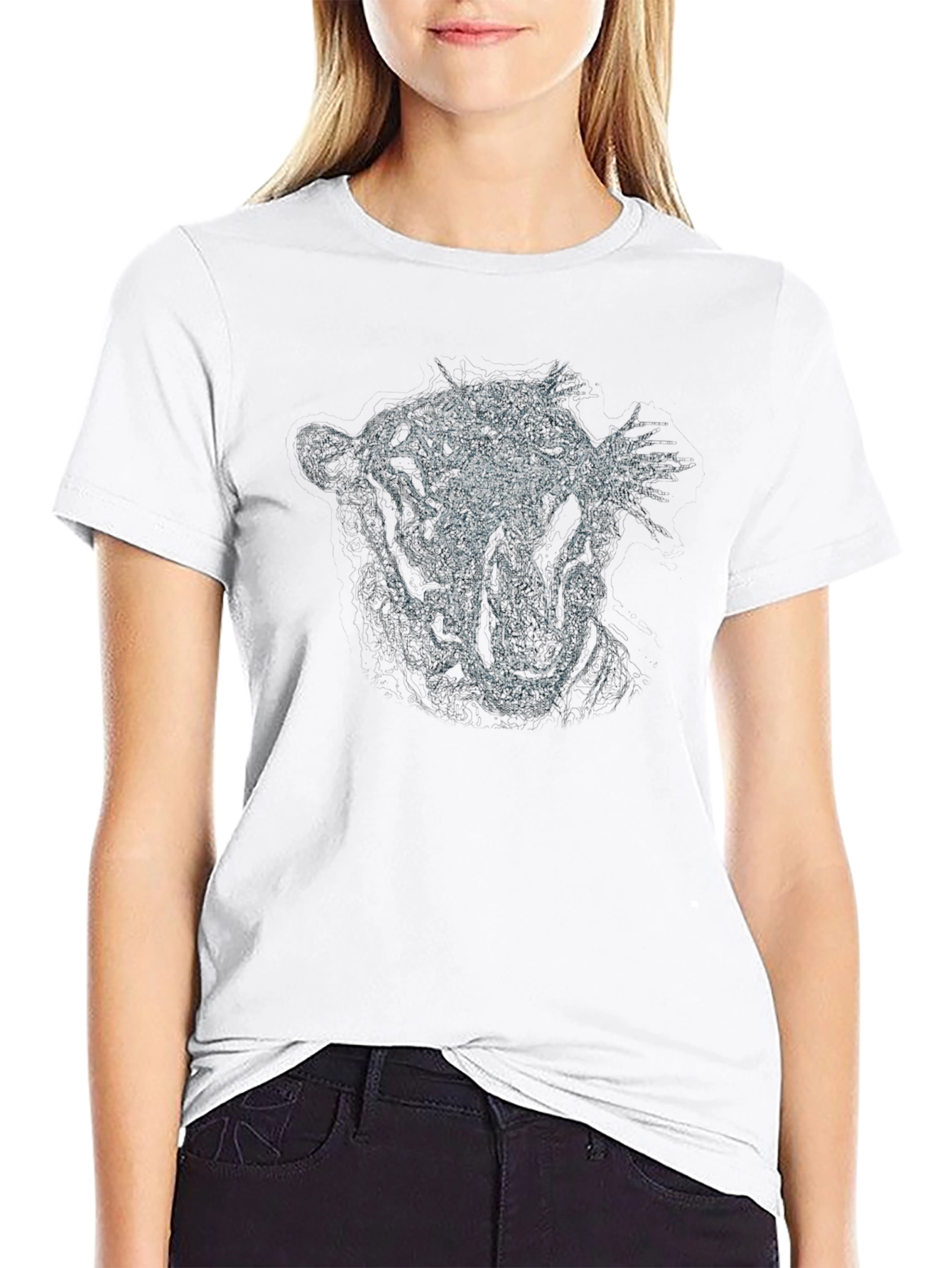 Roaring Tiger Graphic Print Black T-Shirt