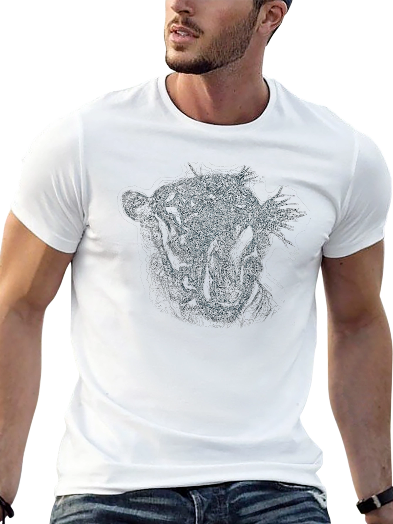 Roaring Tiger Graphic Print Black T-Shirt