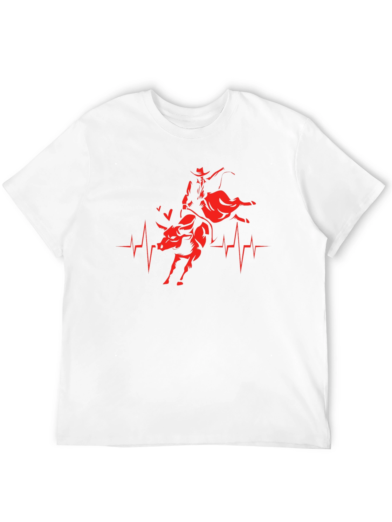 Rodeo Heartbeat T-Shirt - Cowboy Bull Riding Tee