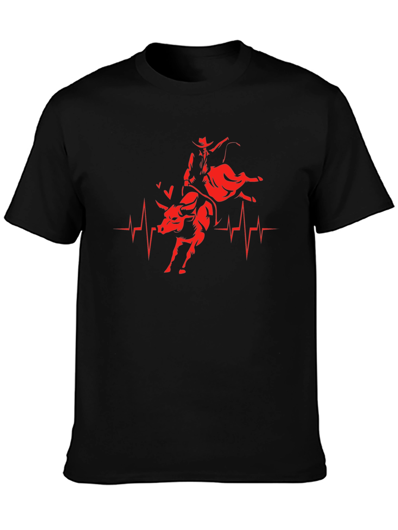 Rodeo Heartbeat T-Shirt - Cowboy Bull Riding Tee