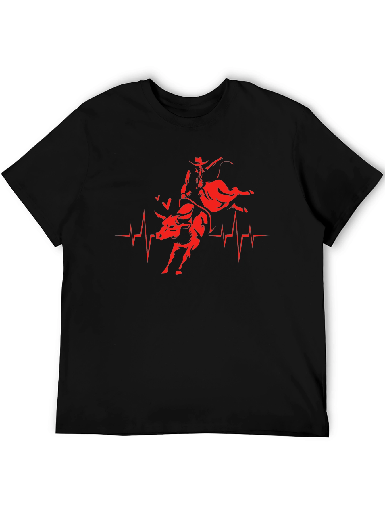 Rodeo Heartbeat T-Shirt - Cowboy Bull Riding Tee