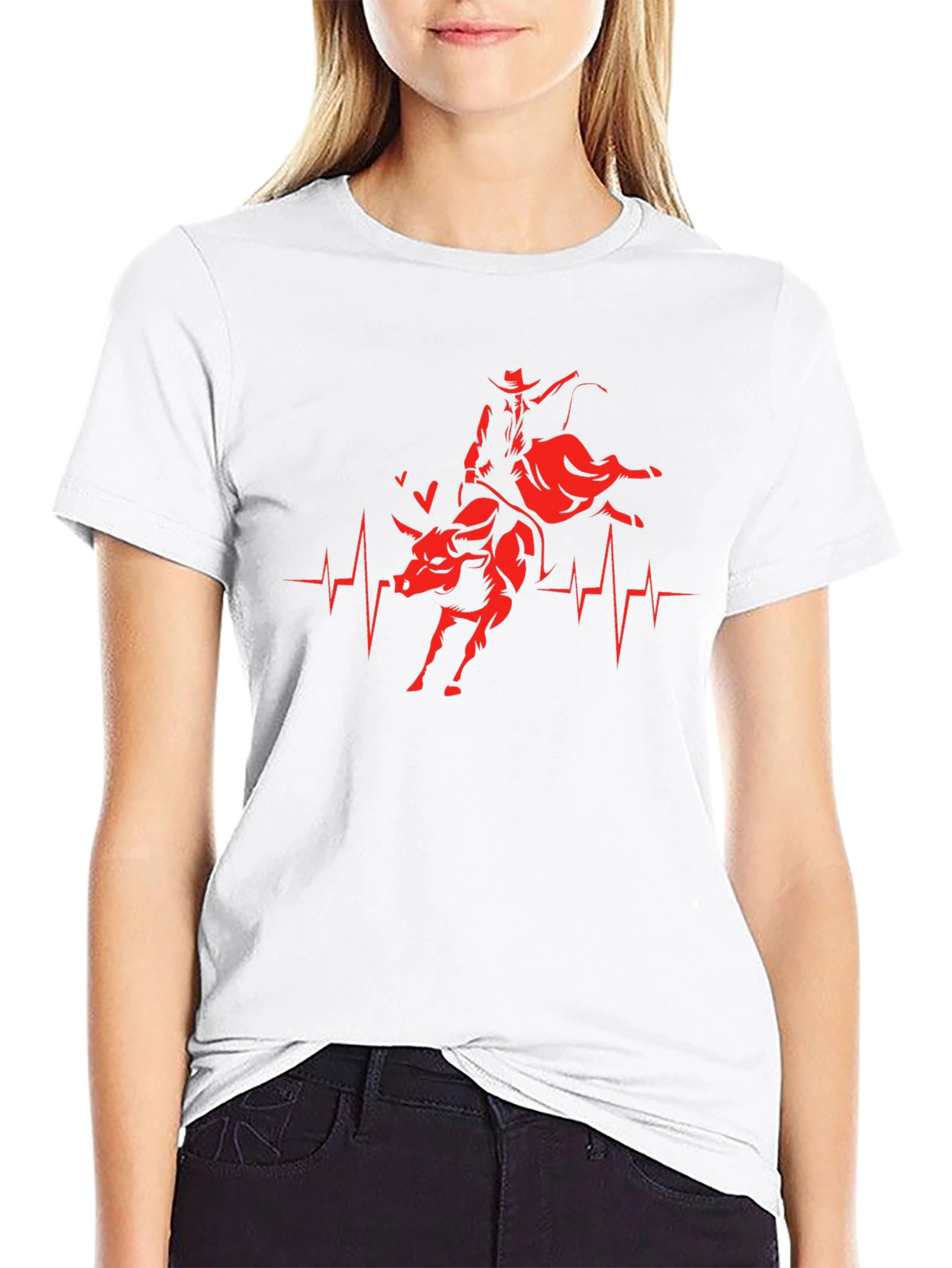 Rodeo Heartbeat T-Shirt - Cowboy Bull Riding Tee