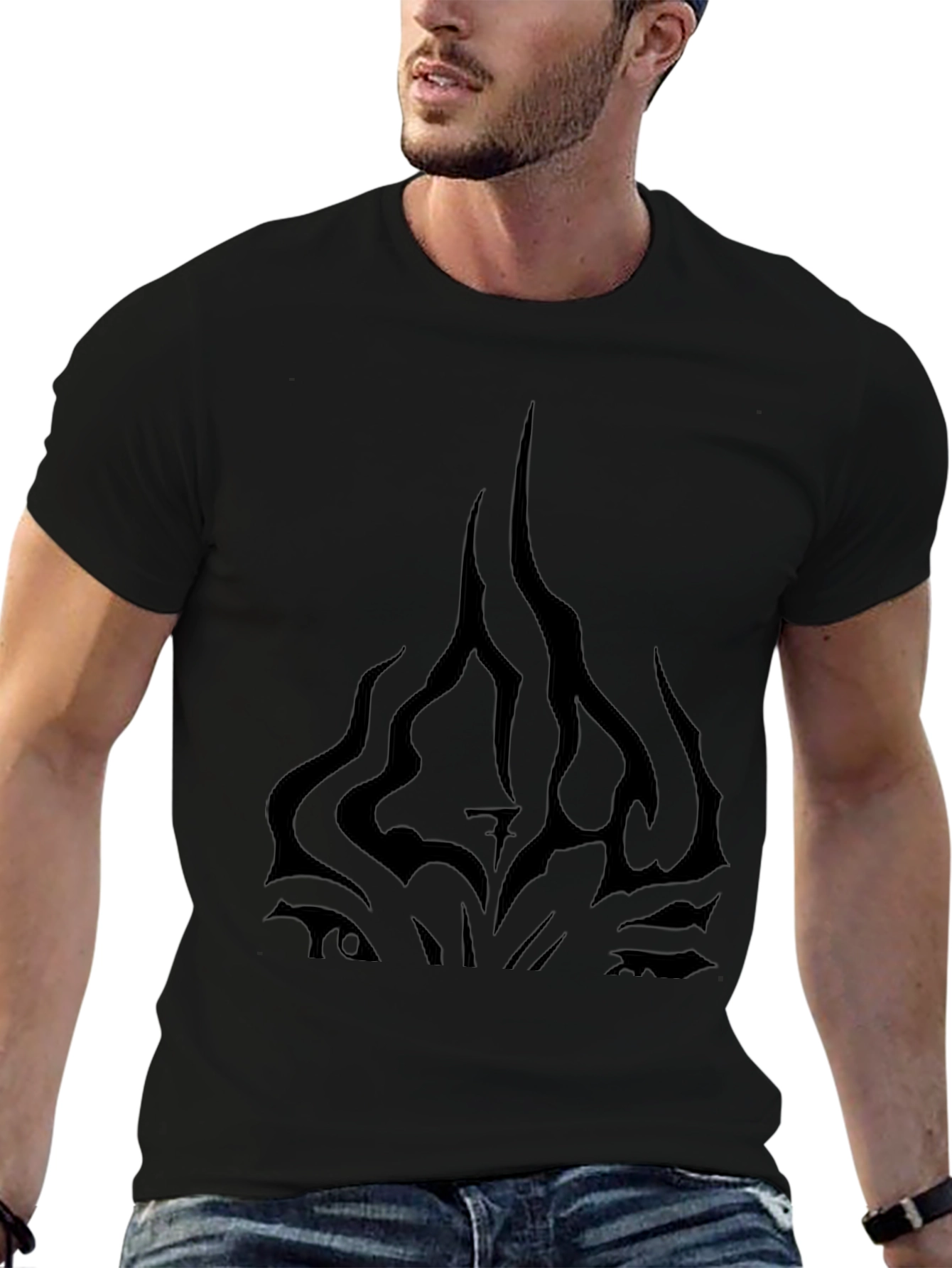 Black Graphic Tee - Abstract Design