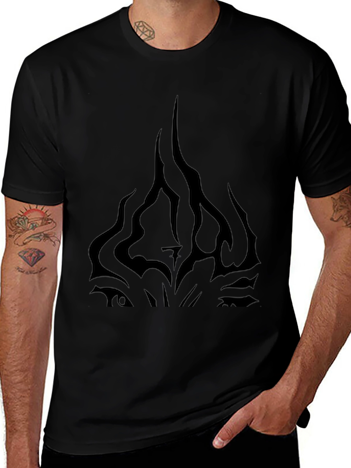 Black Graphic Tee - Abstract Design