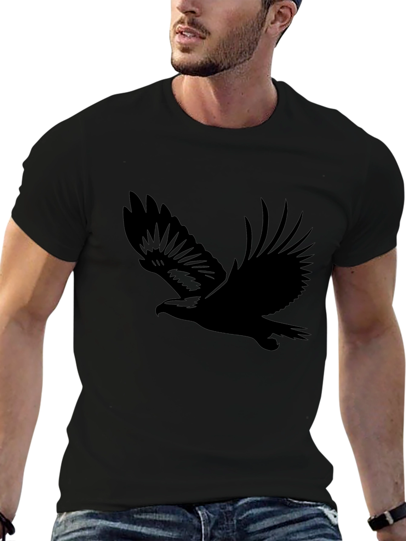 Mens Black Eagle Graphic T-Shirt