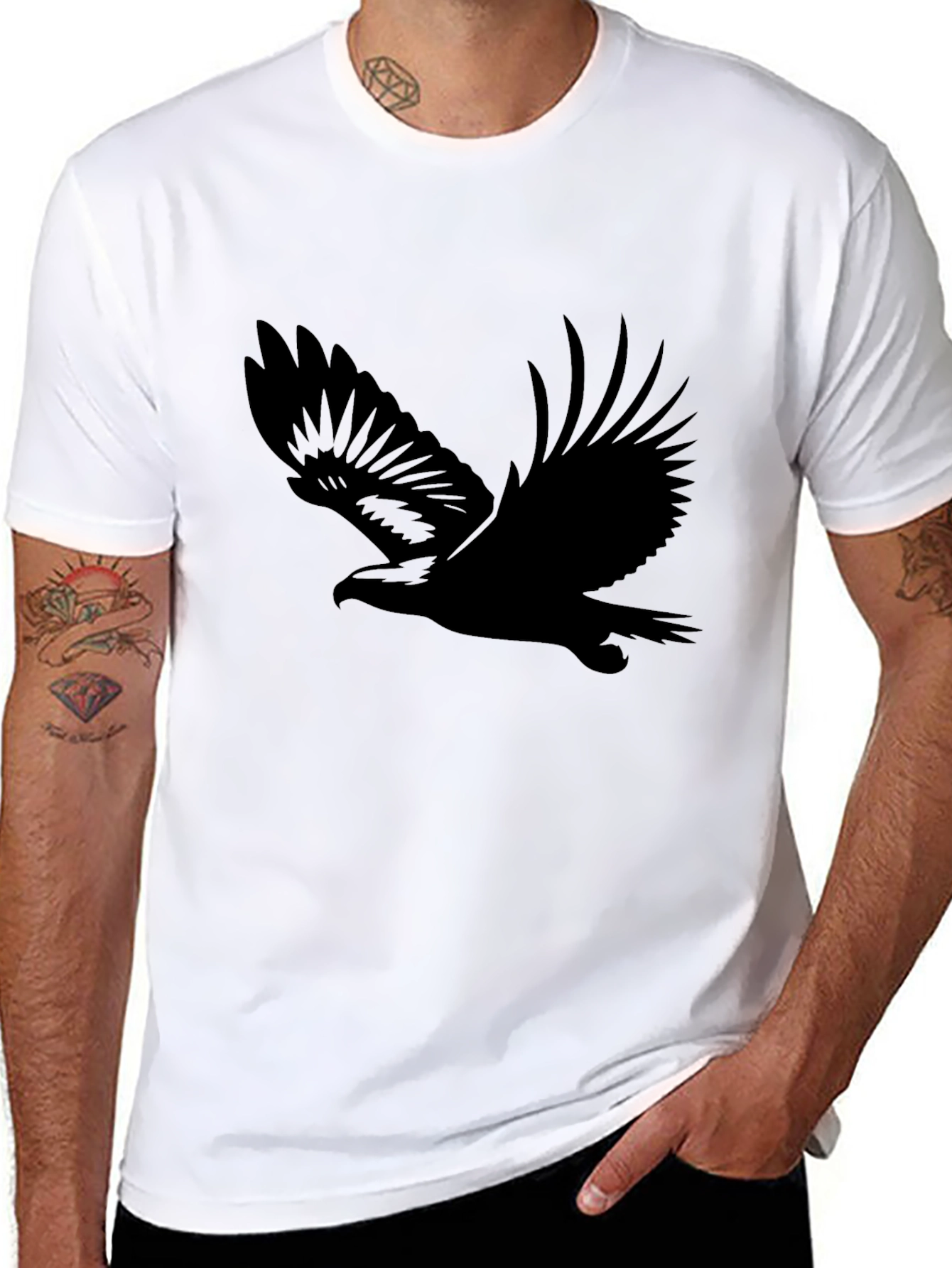 Mens Black Eagle Graphic T-Shirt