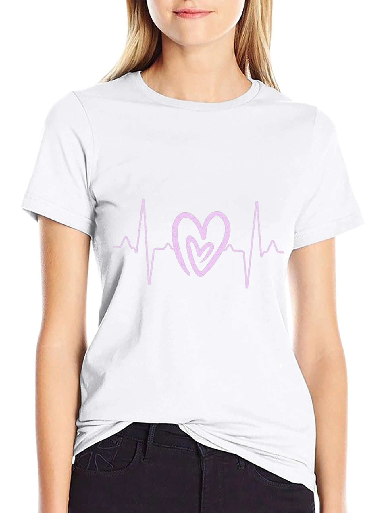 Heartbeat Heart Graphic Black T-Shirt