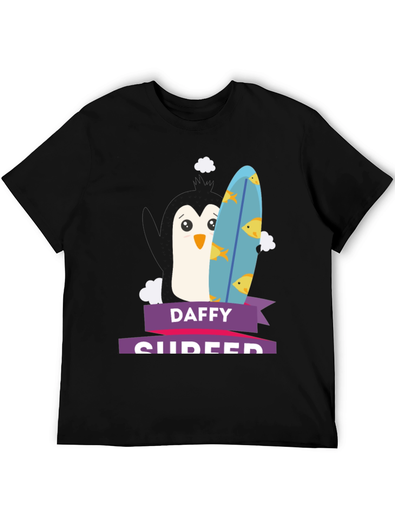 Daffy Surfer T-Shirt - Penguin Surfboard Graphic Tee