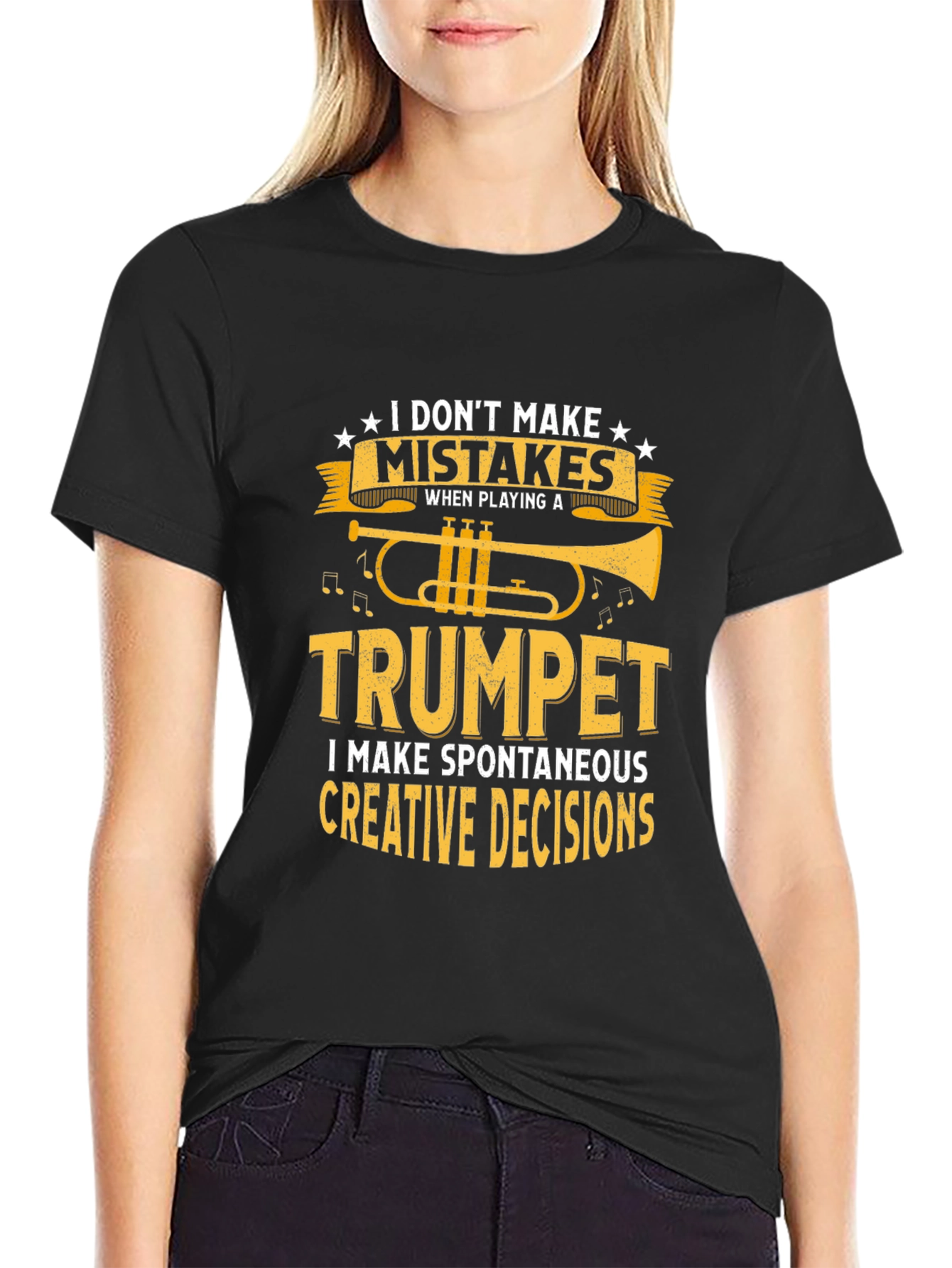 Trumpet Player Black T-Shirt: Creative Decisions