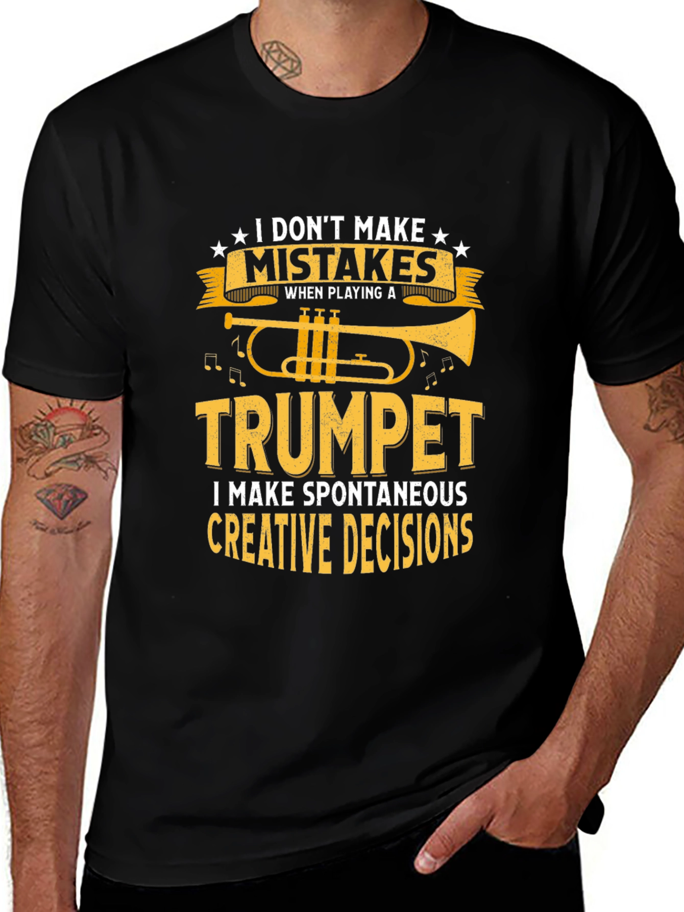 Trumpet Player Black T-Shirt: Creative Decisions