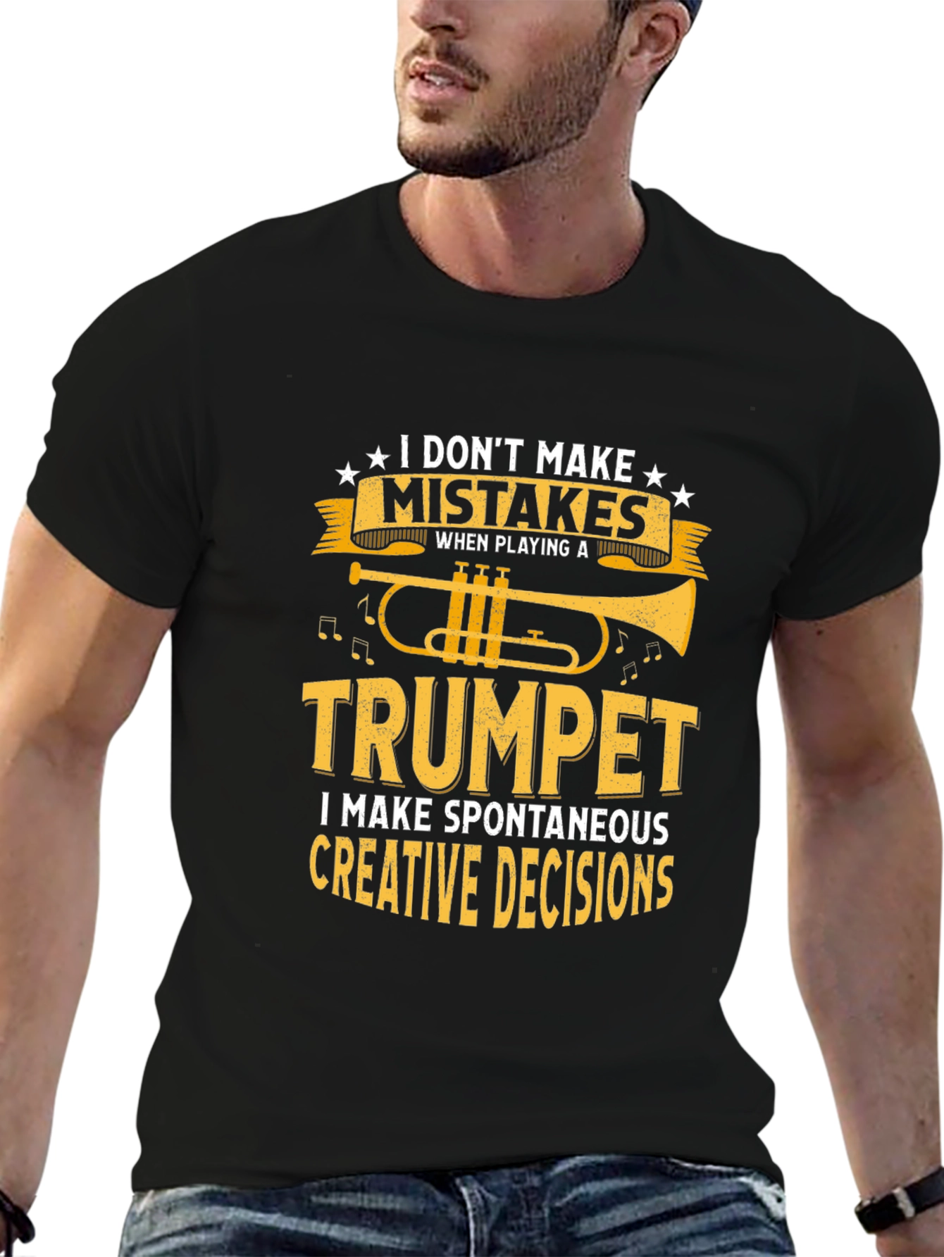 Trumpet Player Black T-Shirt: Creative Decisions