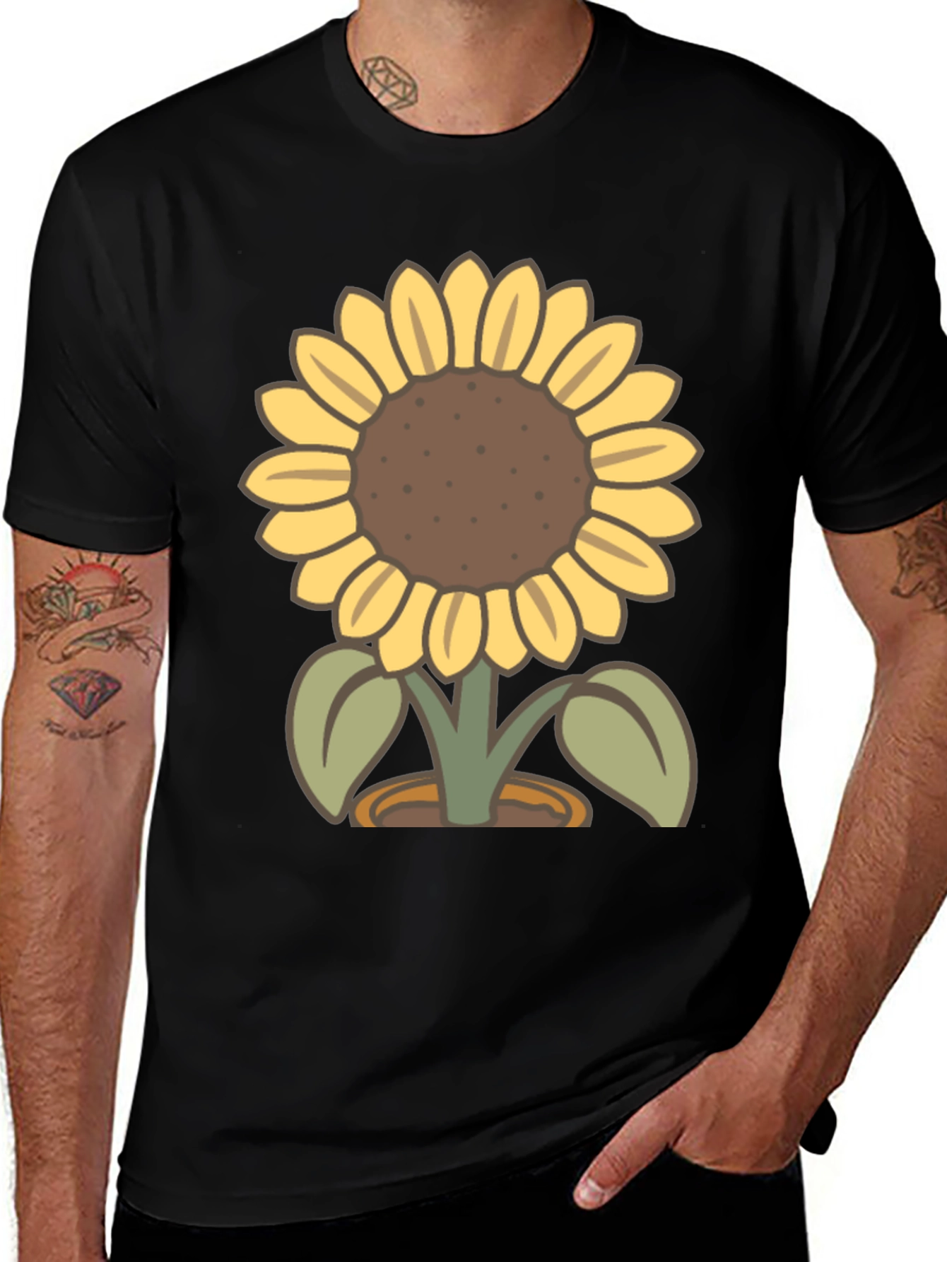 Sunflower Graphic T-Shirt - Black Cotton Tee