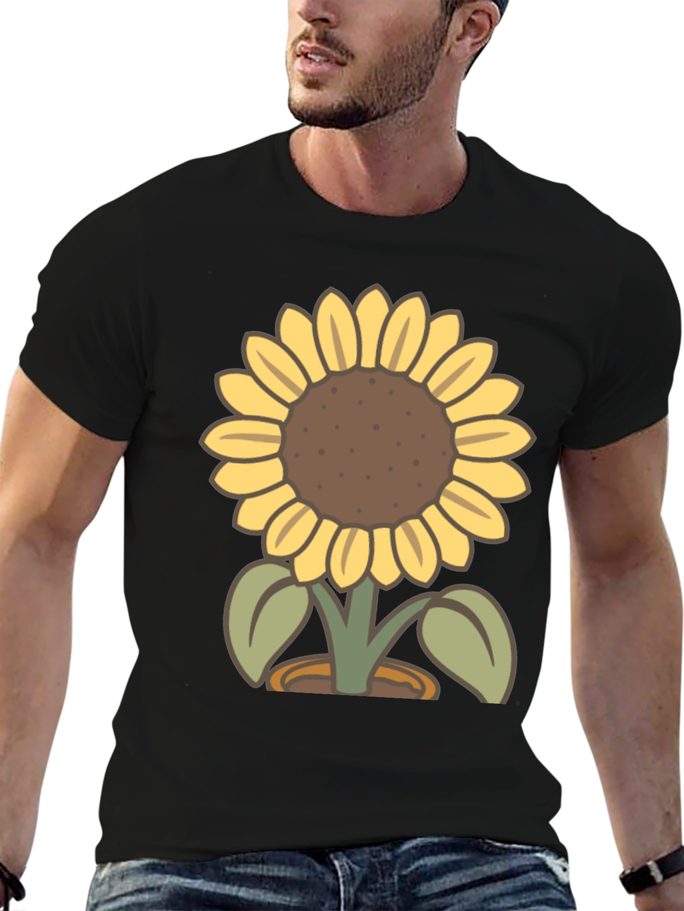 Sunflower Graphic T-Shirt - Black Cotton Tee