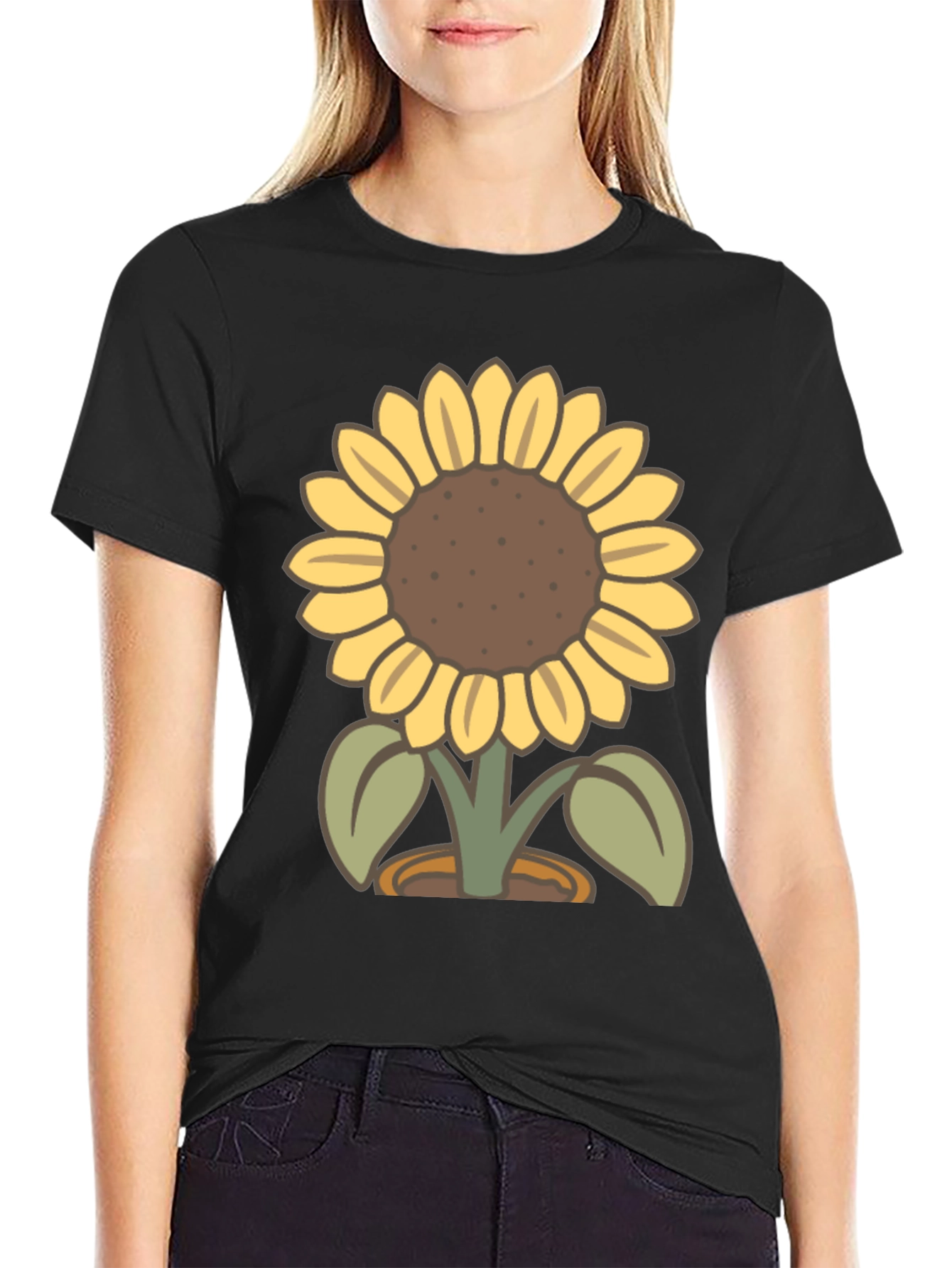 Sunflower Graphic T-Shirt - Black Cotton Tee