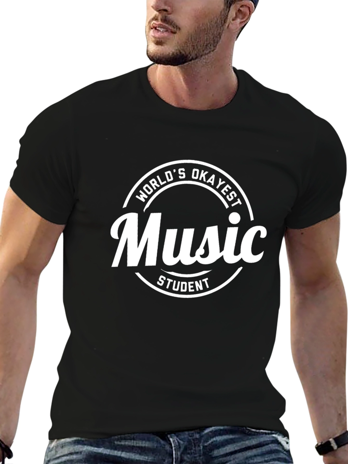 Worlds Okayest Music Student Black T-Shirt
