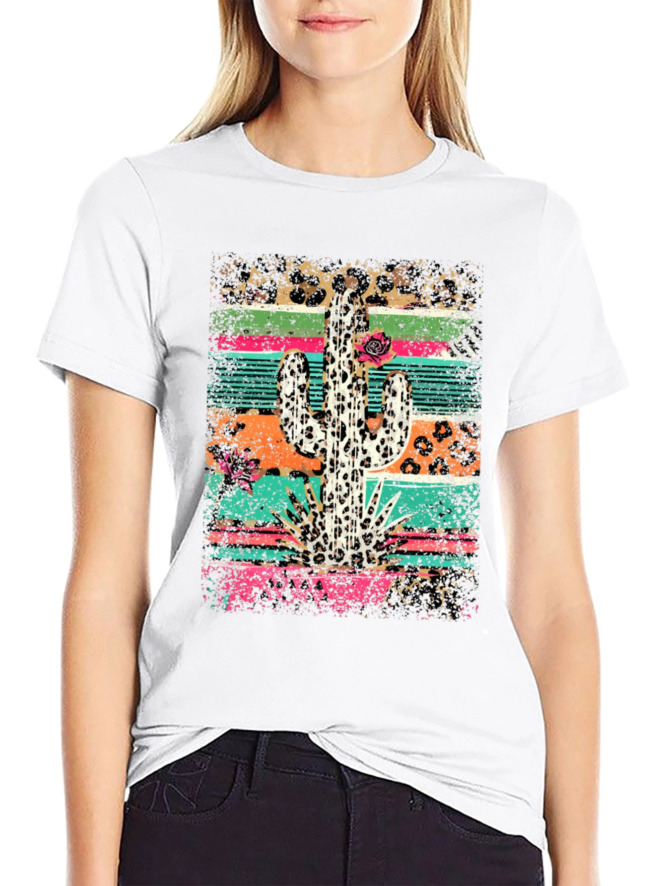 Cactus Leopard Print Graphic Tee