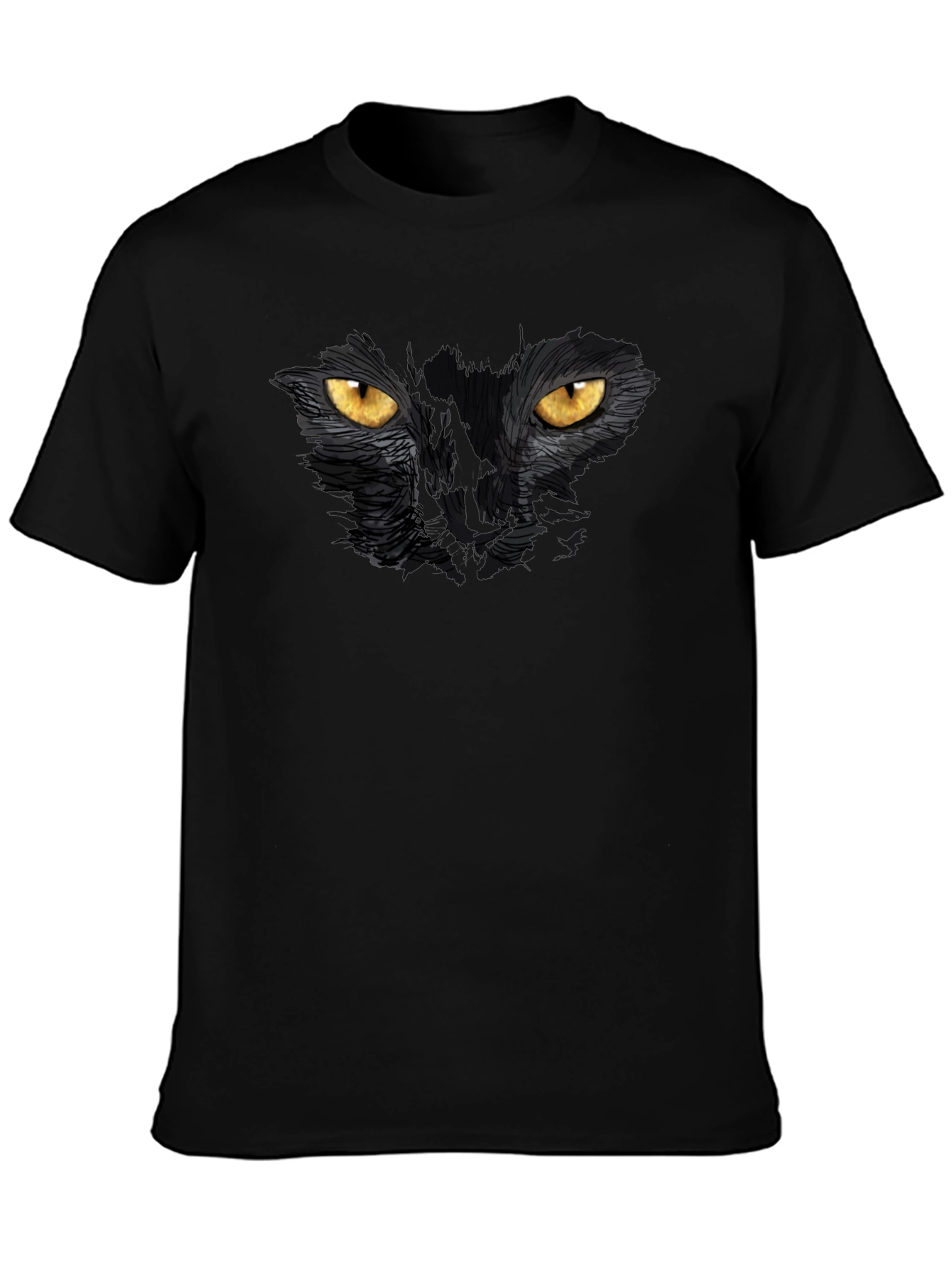 Black Cat Eyes Graphic T-Shirt - Mens Casual Tee