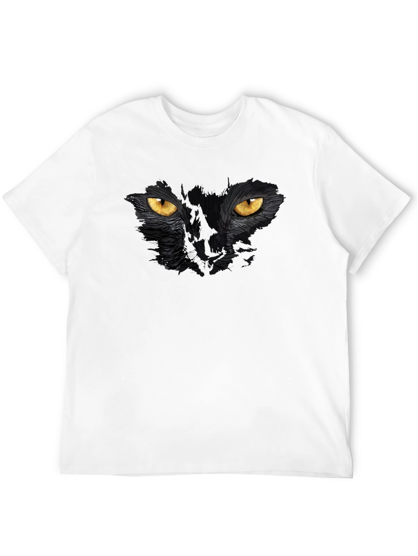 Black Cat Eyes Graphic T-Shirt - Mens Casual Tee