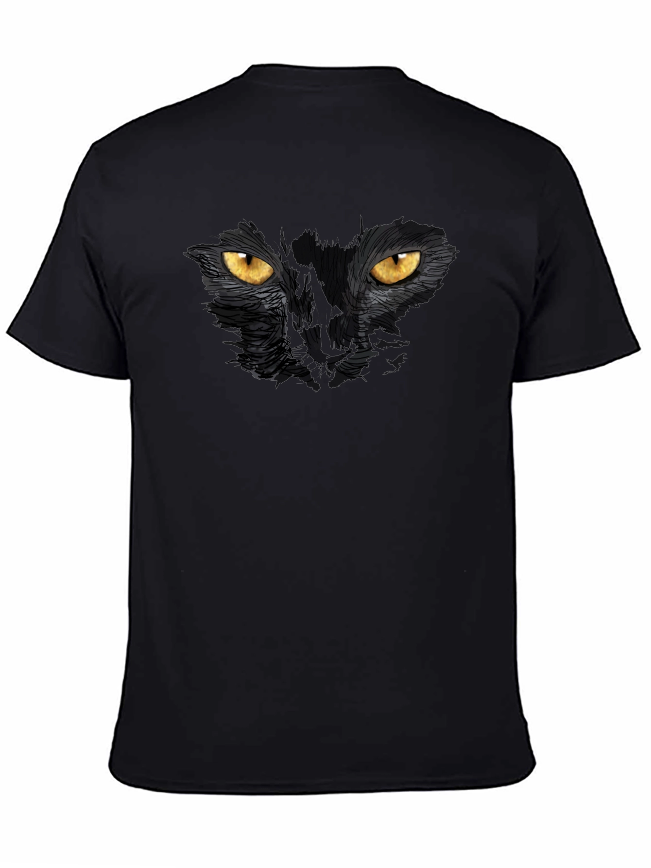 Black Cat Eyes Graphic T-Shirt - Mens Casual Tee