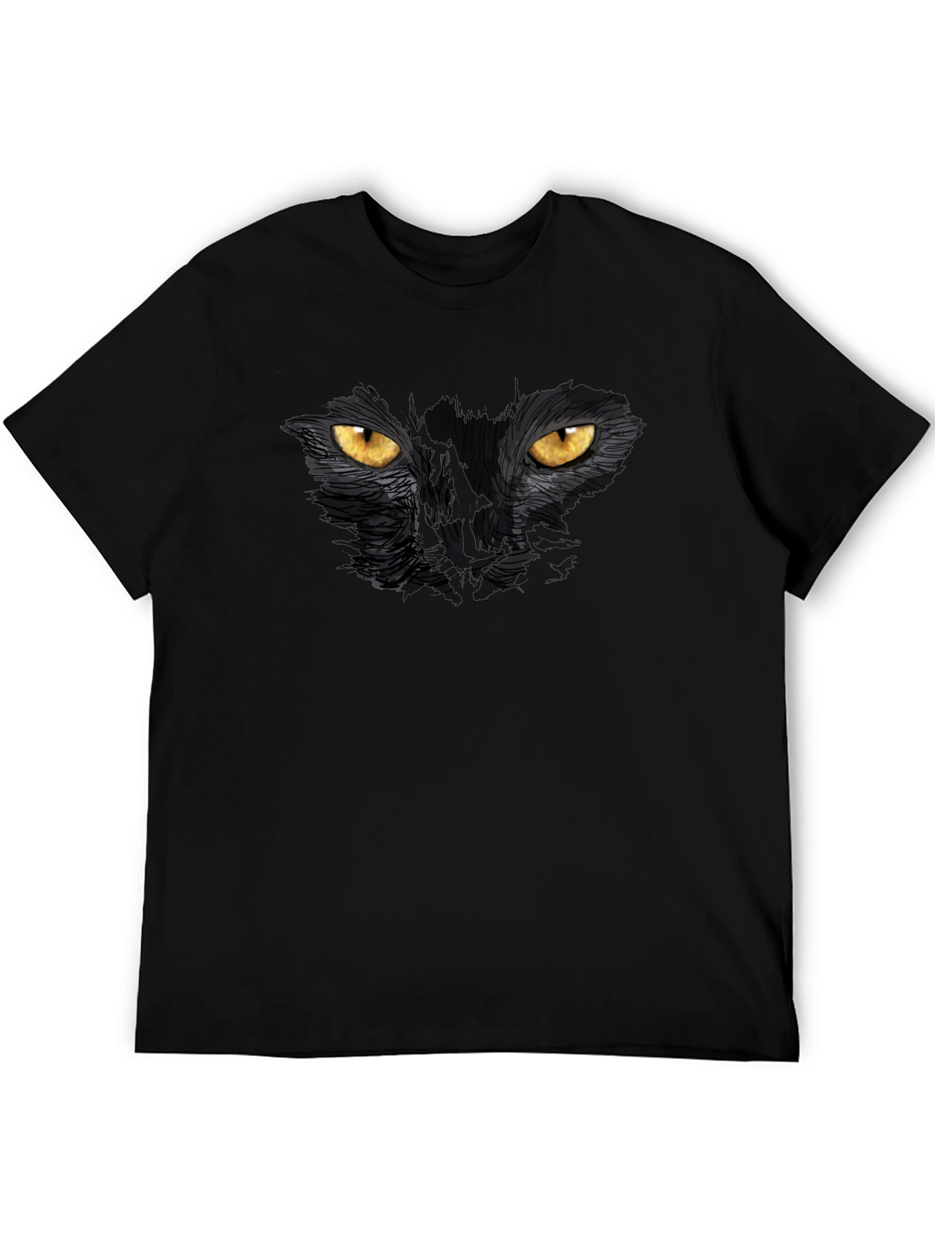 Black Cat Eyes Graphic T-Shirt - Mens Casual Tee
