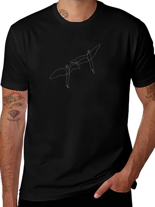 Abstract Flying Creature Graphic Black Tee