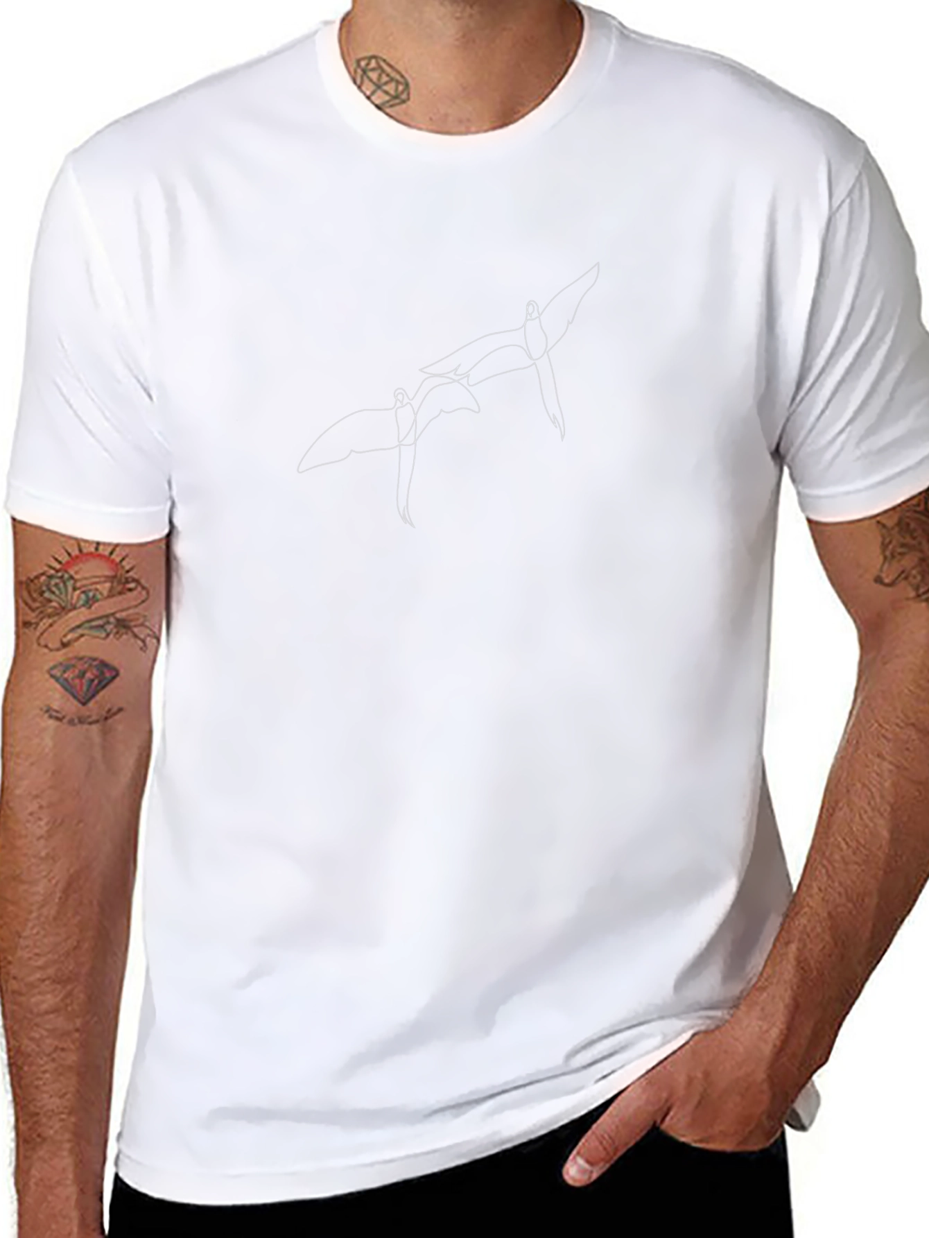 Abstract Flying Creature Graphic Black Tee
