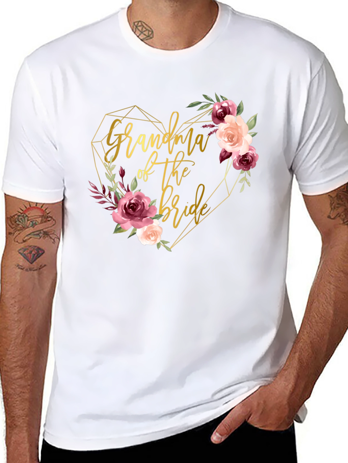Grandma of the Bride Floral Heart T-Shirt
