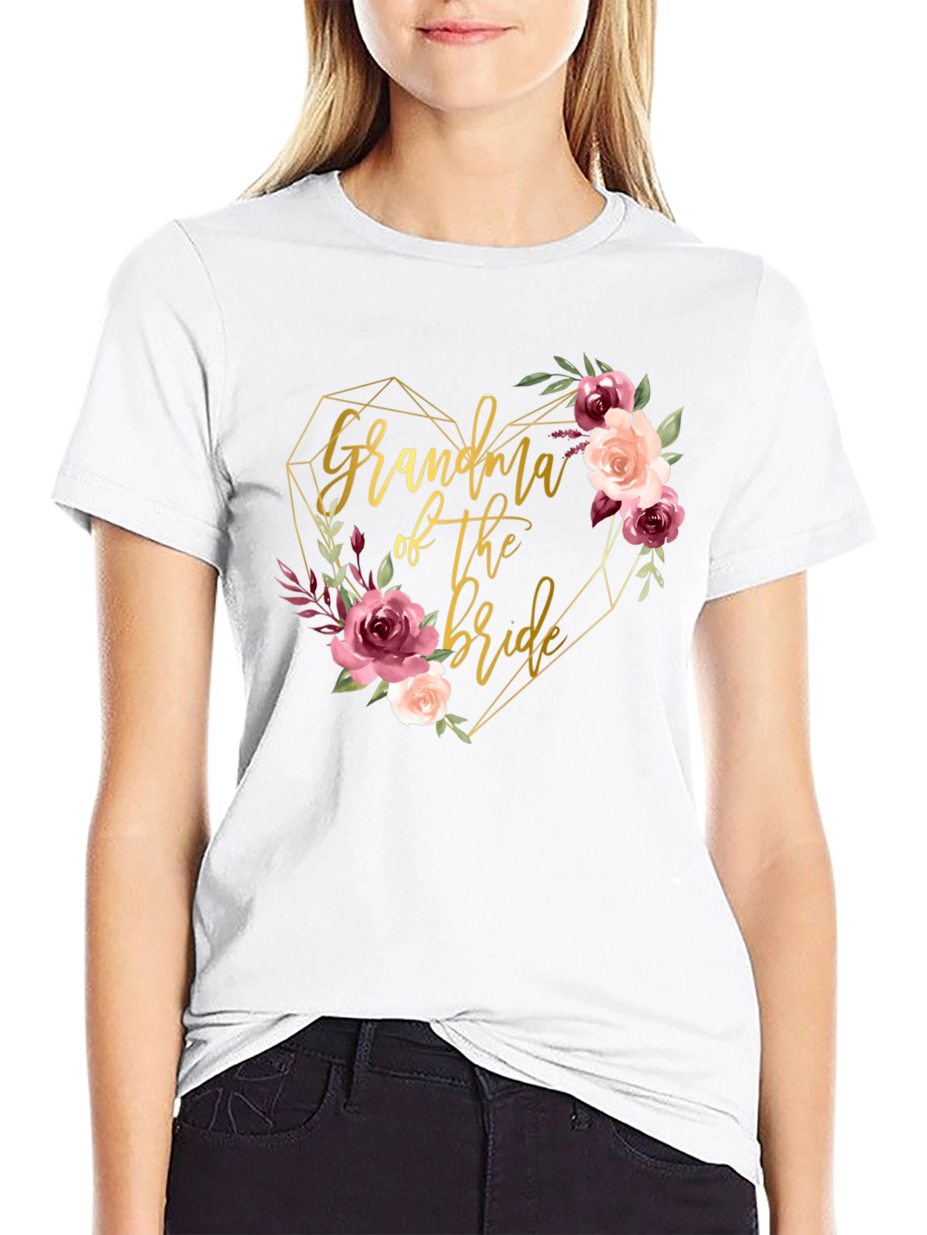 Grandma of the Bride Floral Heart T-Shirt