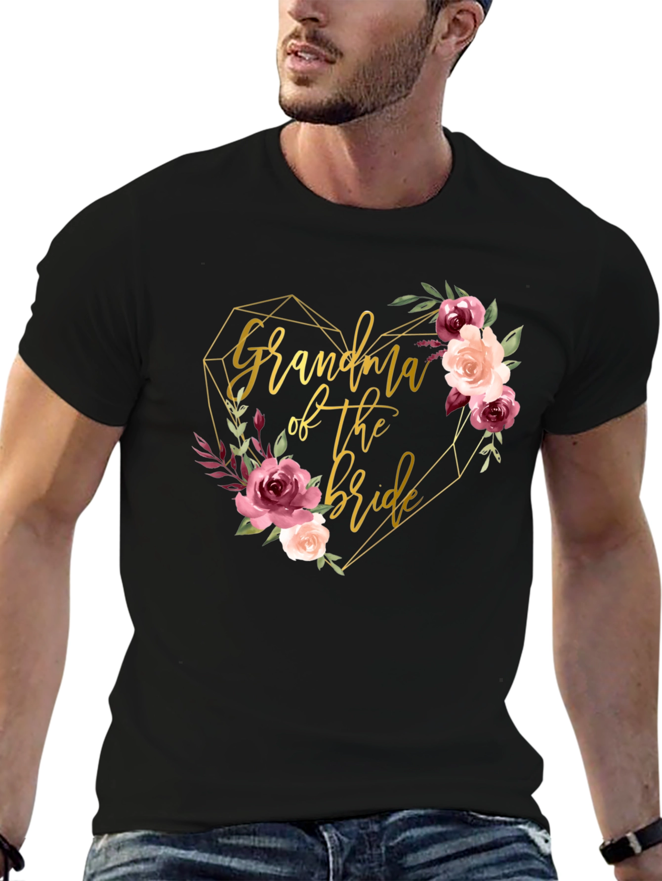 Grandma of the Bride Floral Heart T-Shirt