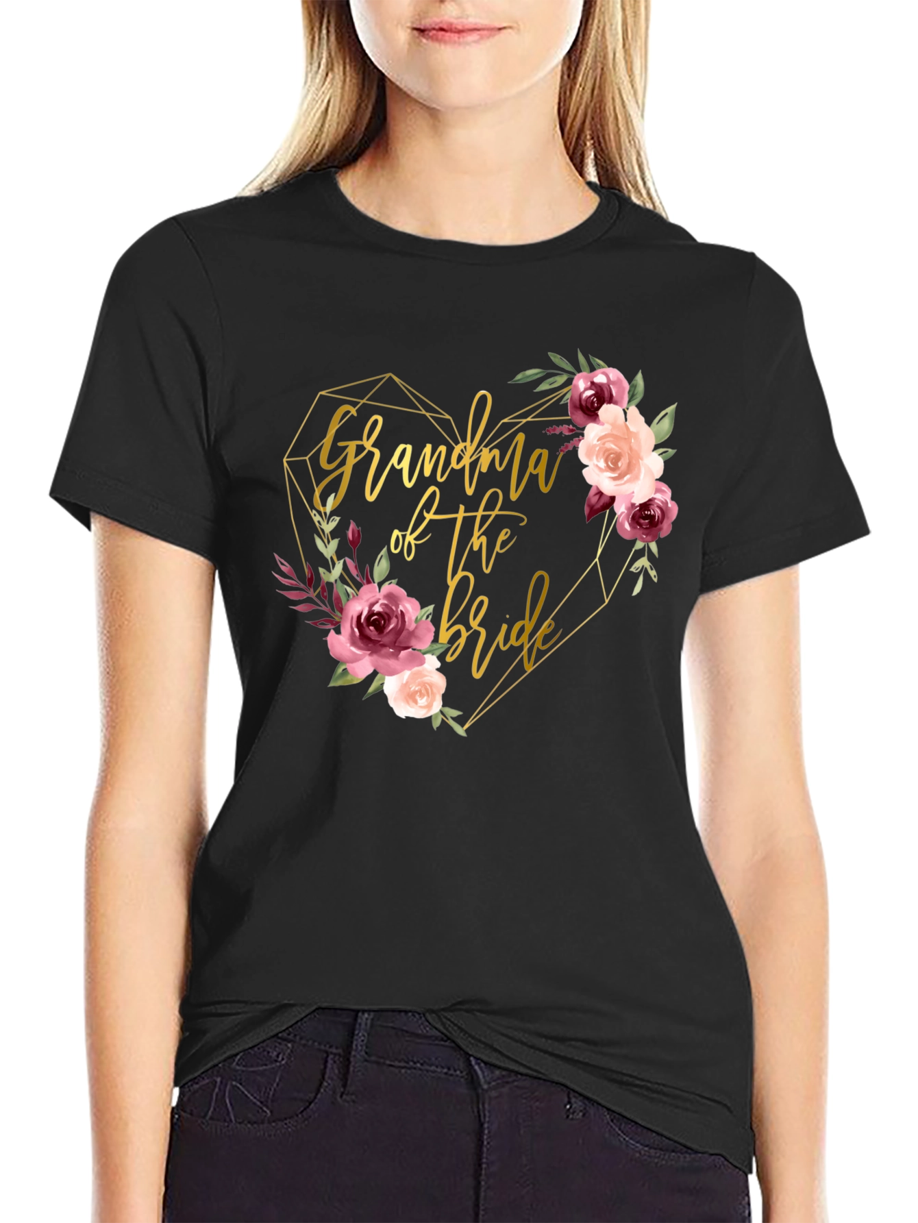 Grandma of the Bride Floral Heart T-Shirt