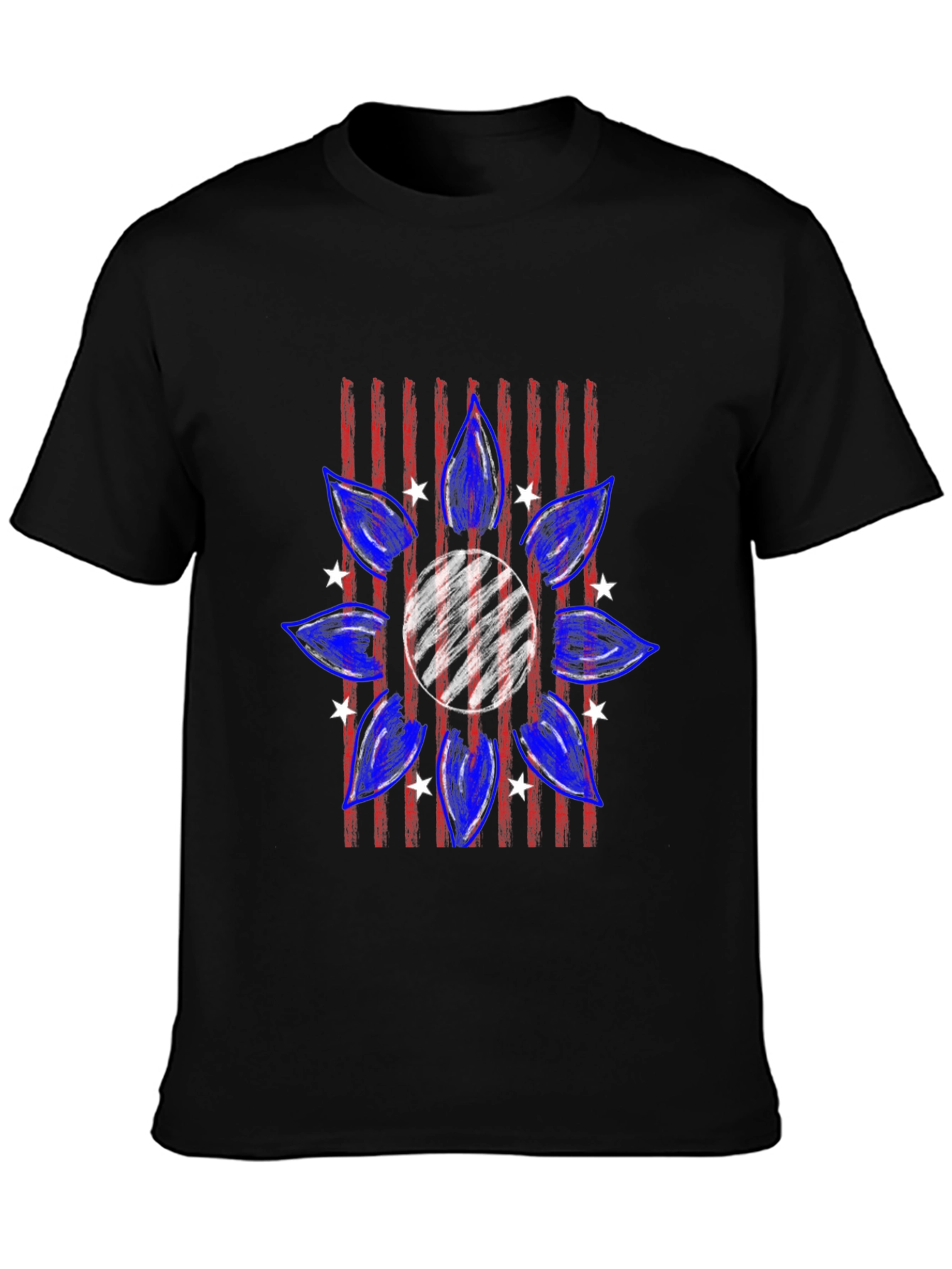 Patriotic Sunflower T-Shirt - Mens Black Tee