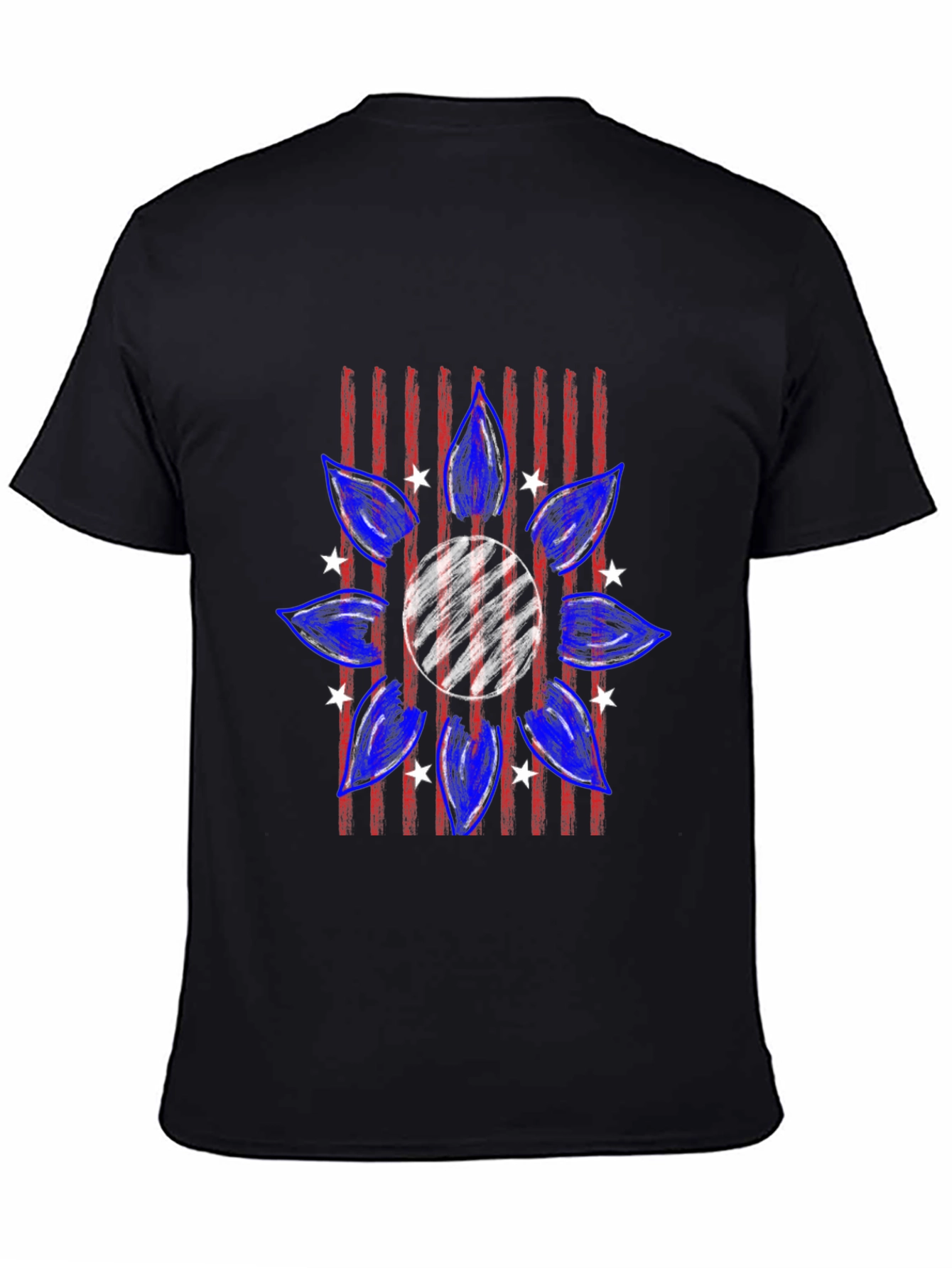 Patriotic Sunflower T-Shirt - Mens Black Tee