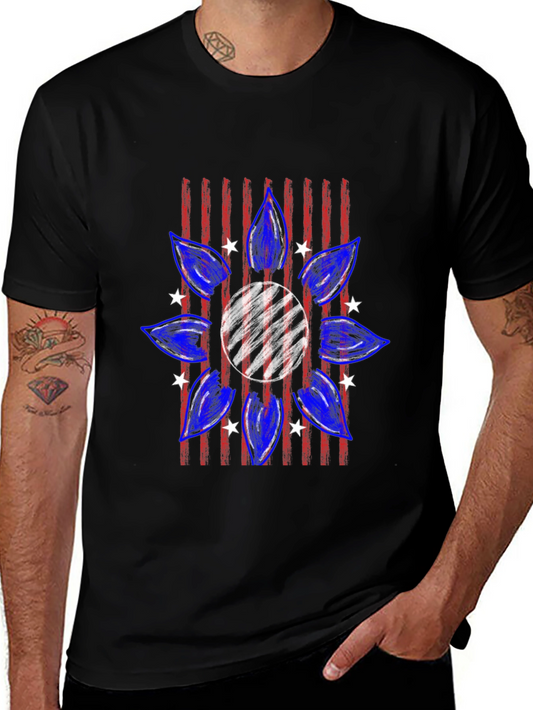 Patriotic Sunflower T-Shirt - Mens Black Tee