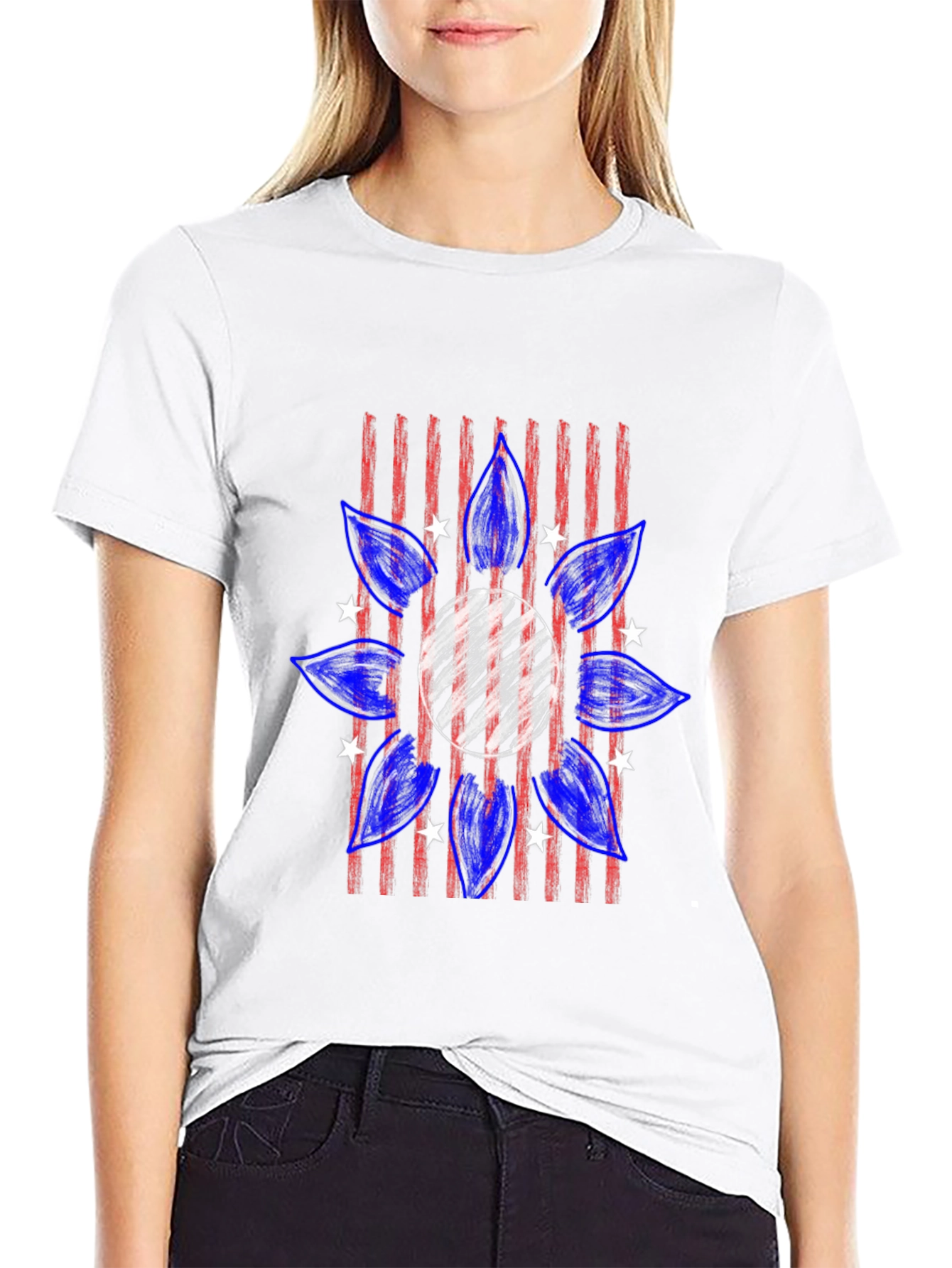 Patriotic Sunflower T-Shirt - Mens Black Tee