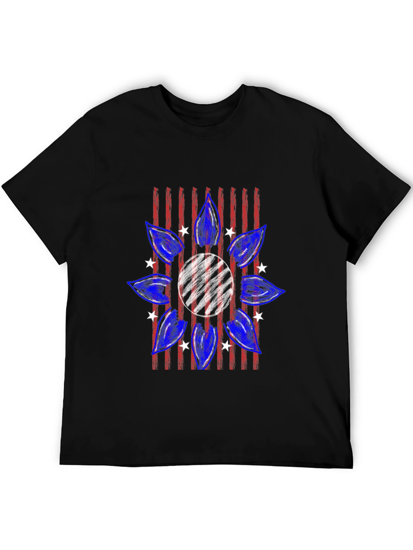 Patriotic Sunflower T-Shirt - Mens Black Tee