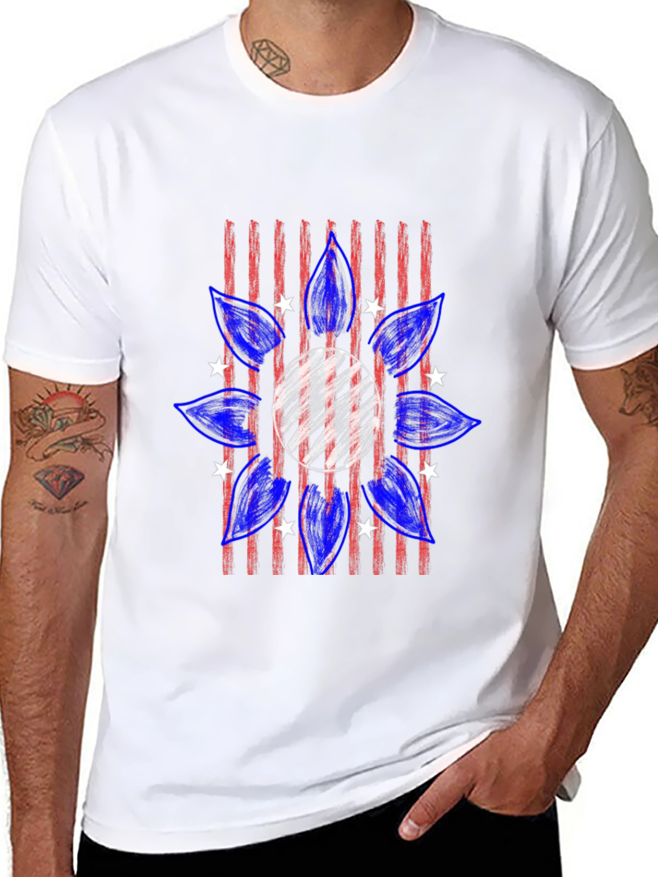 Patriotic Sunflower T-Shirt - Mens Black Tee