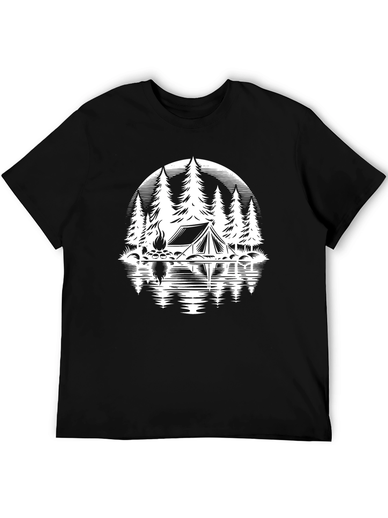 Camping Tent Graphic T-Shirt - Black