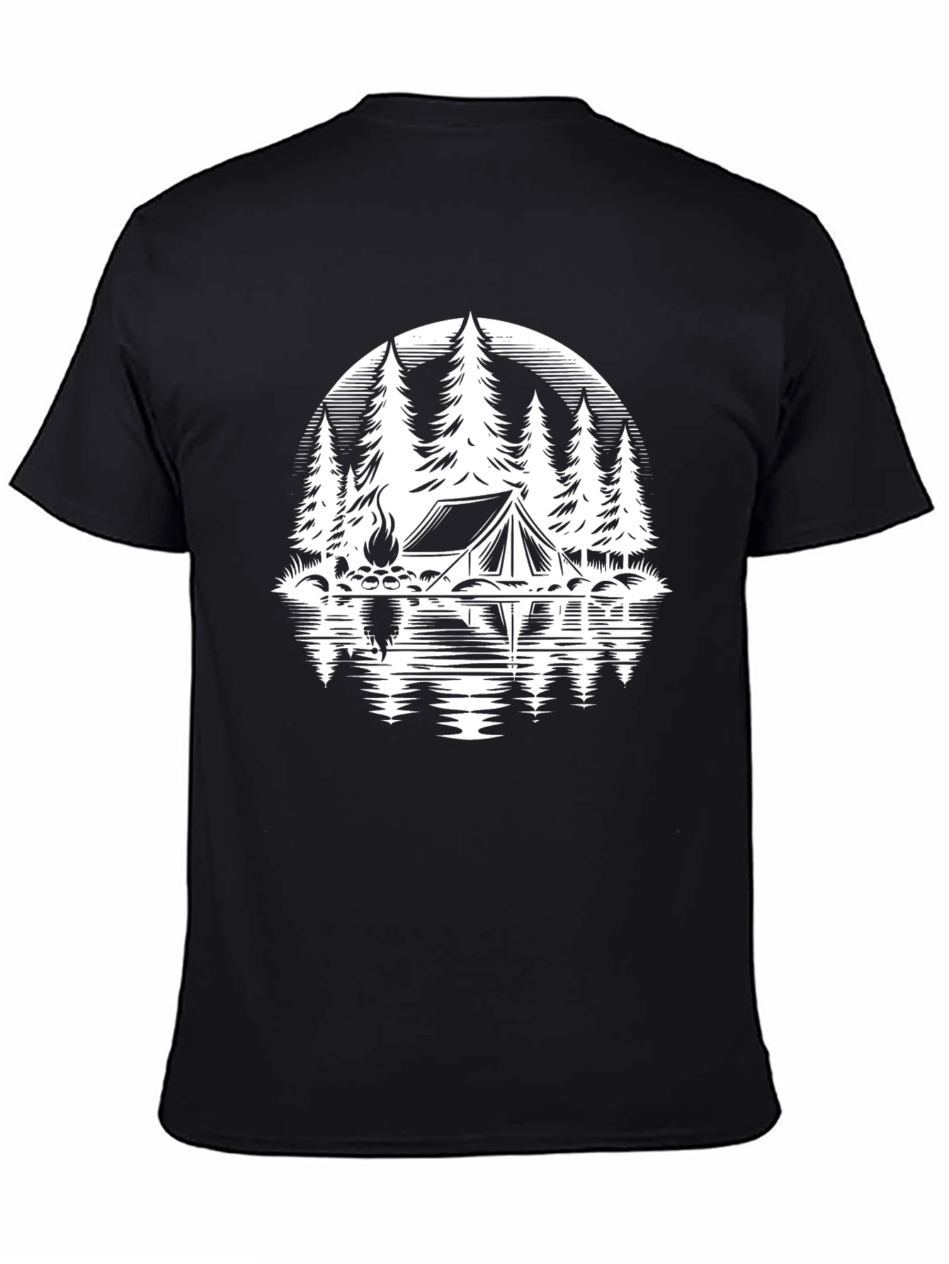 Camping Tent Graphic T-Shirt - Black