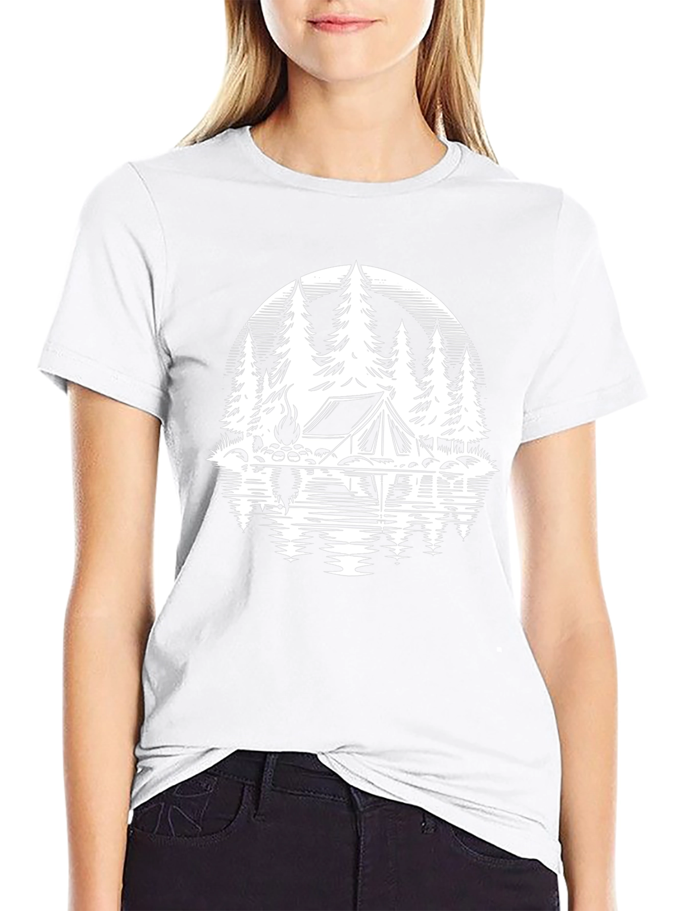 Camping Tent Graphic T-Shirt - Black