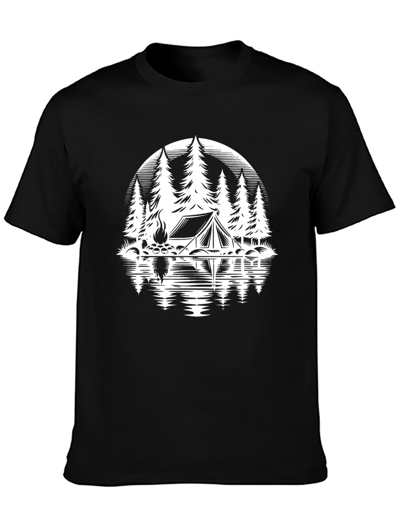 Camping Tent Graphic T-Shirt - Black