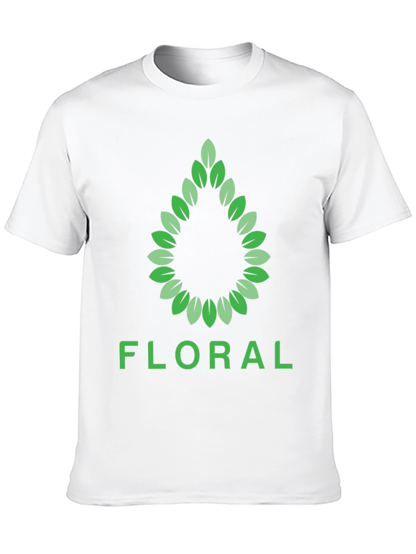 Floral Leaf Design Black T-Shirt