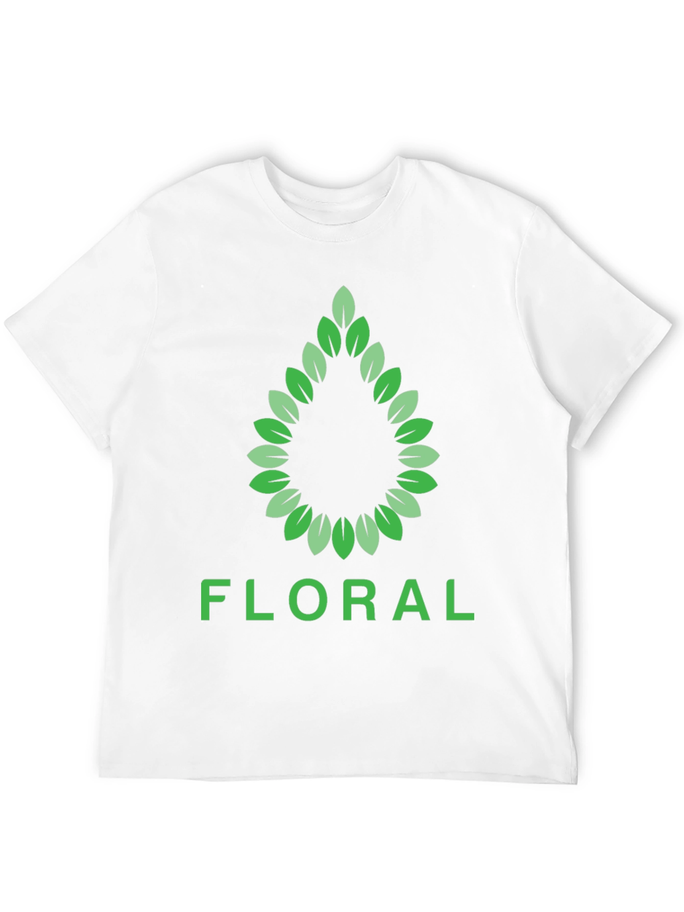 Floral Leaf Design Black T-Shirt