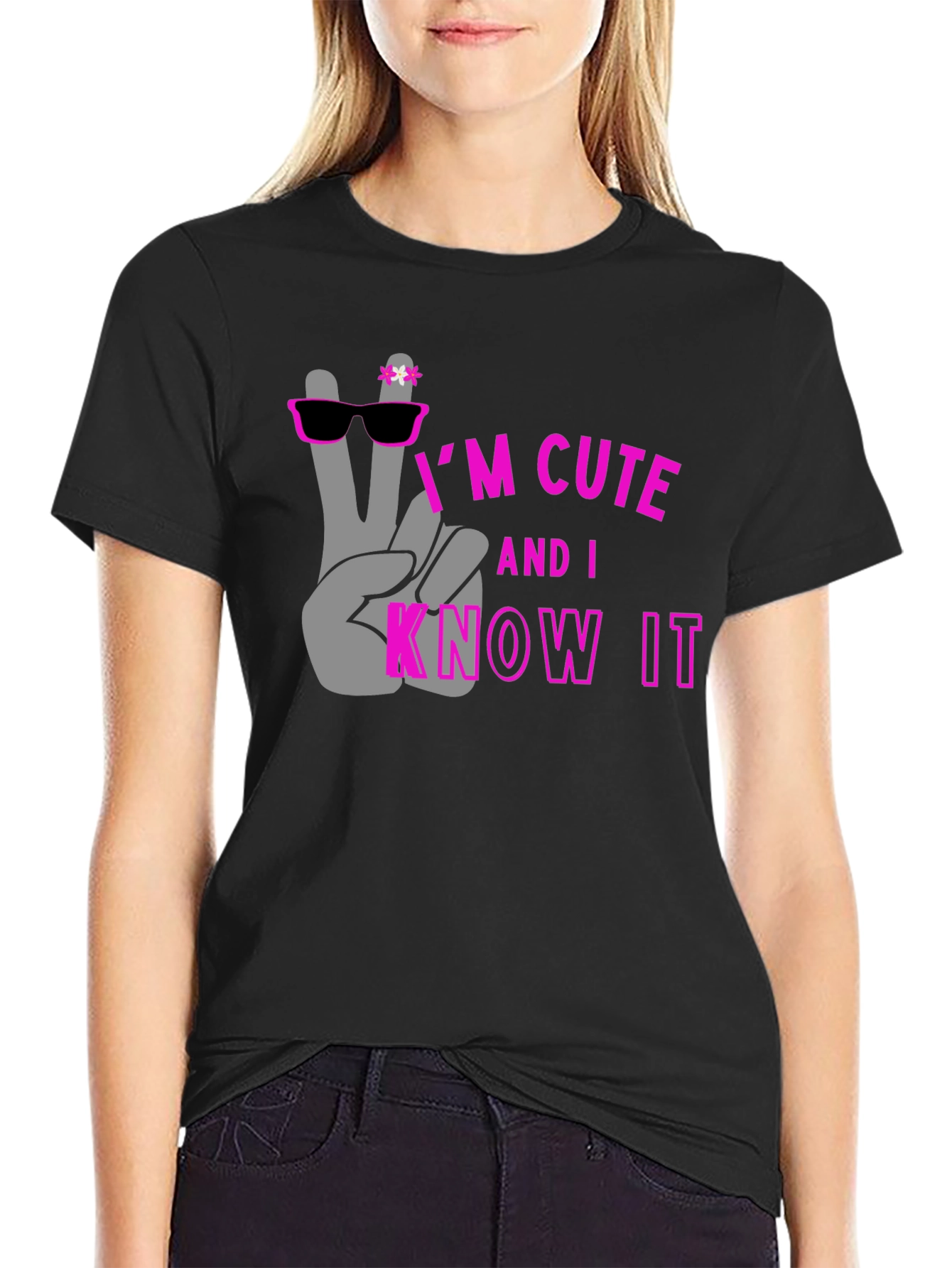 Cute and I Know It Black Graphic Tee