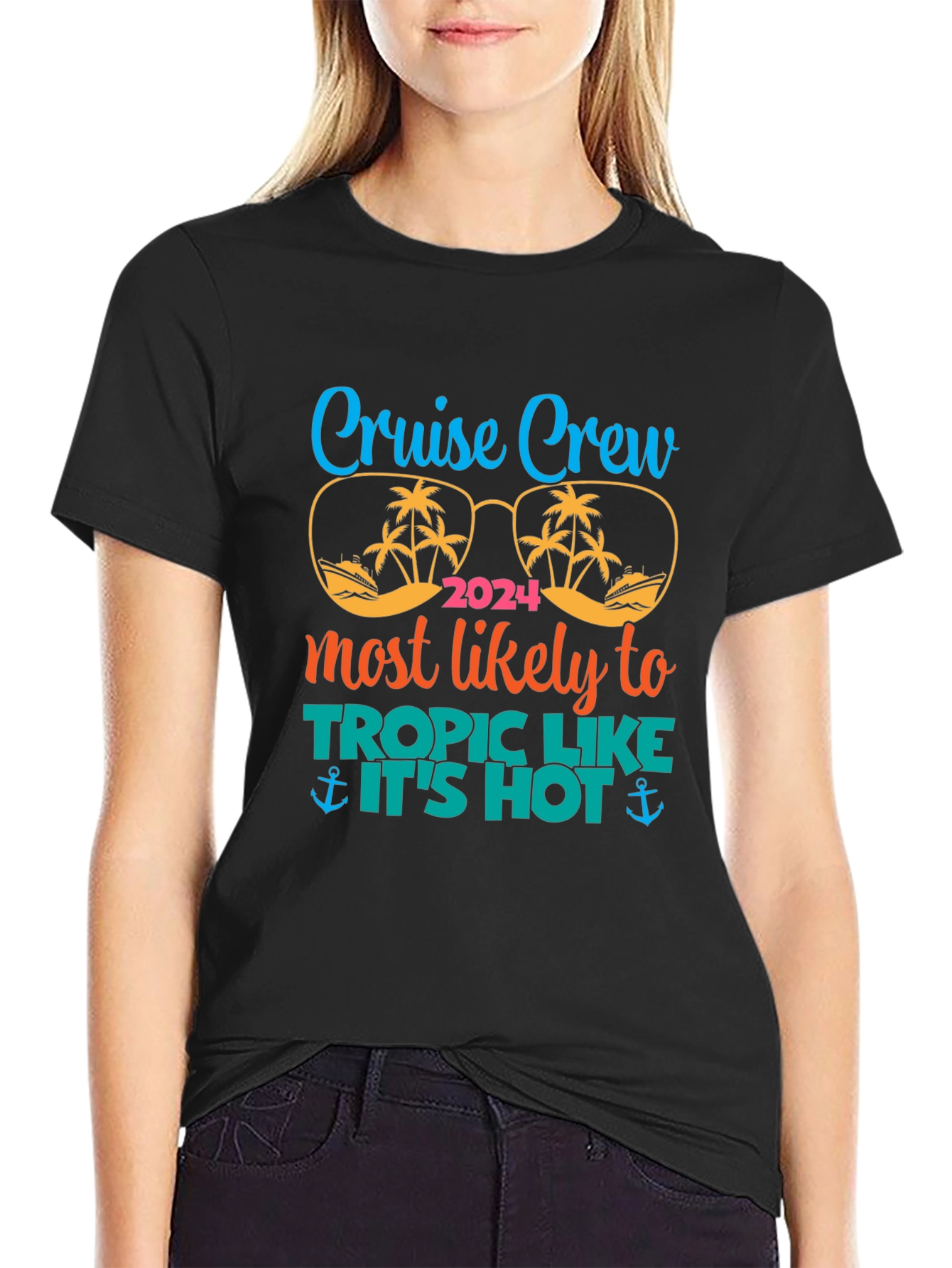 Cruise Crew 2024 Tropic Like Its Hot Black T-Shirt