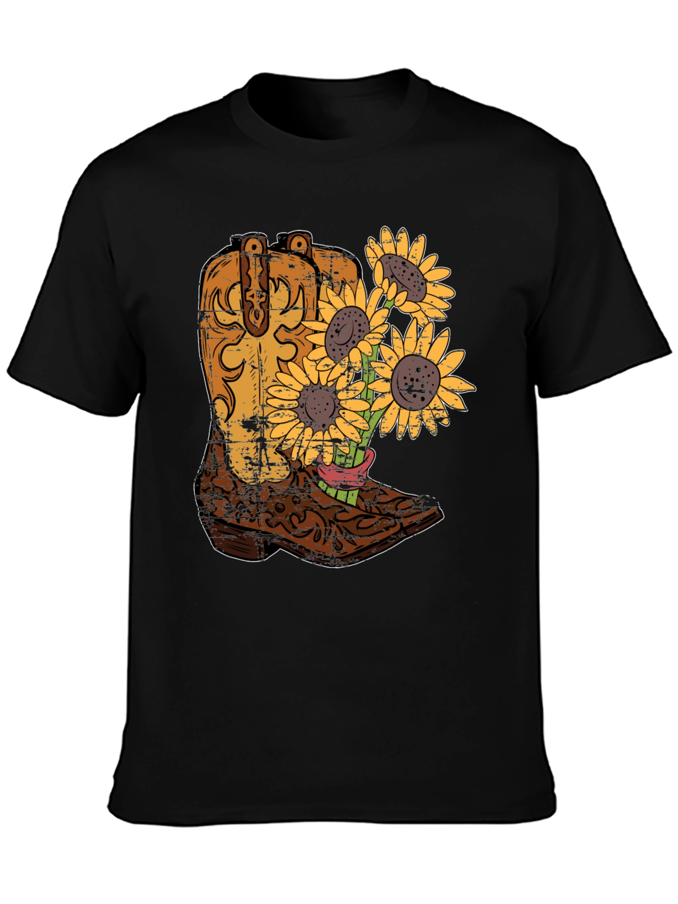 Cowboy Boot Sunflower Graphic Tee